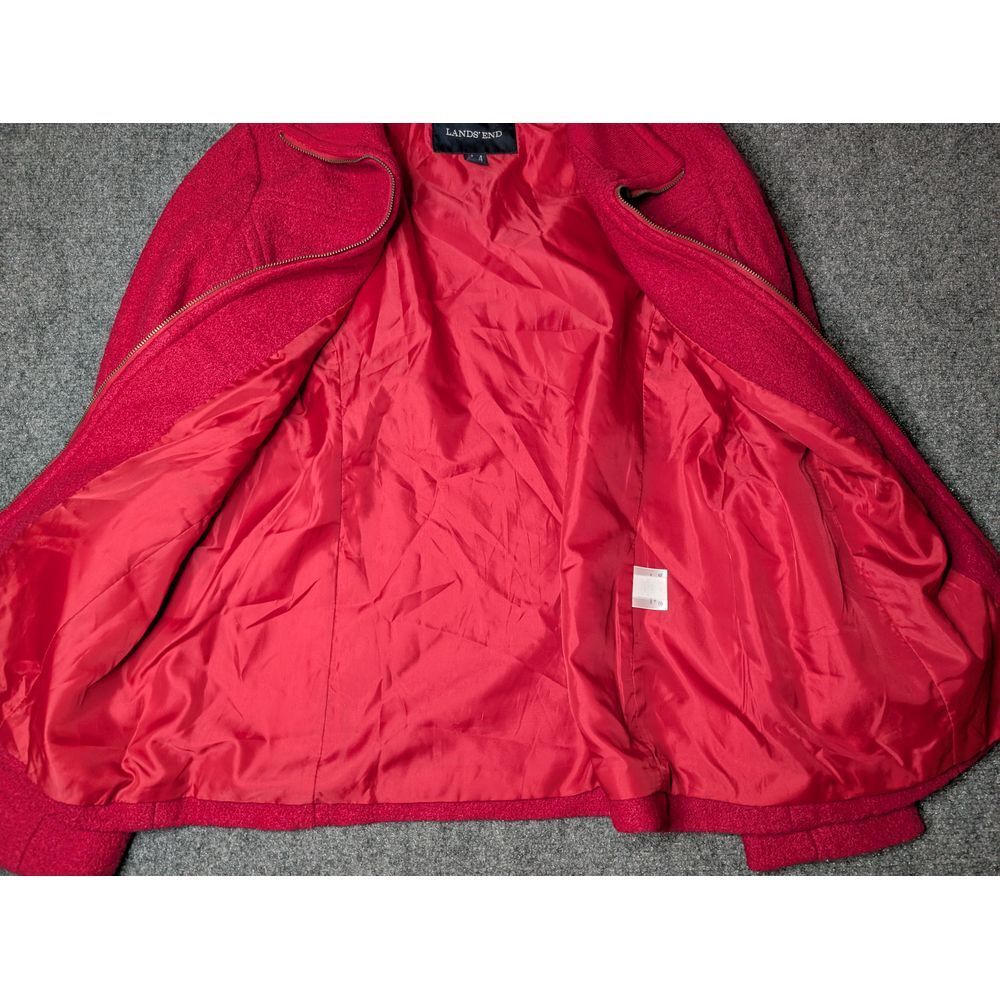 Lands' End Wool Blend Coat Women's Size US‎ 8/ UK 12 Red Zip Up - Picture 8 of 9